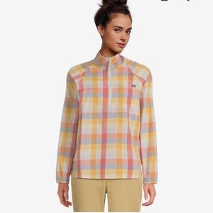 L.L. Bean women’s Everyday SunSmart Quarter-Zip Pullover buffalo plaid jacket 2X